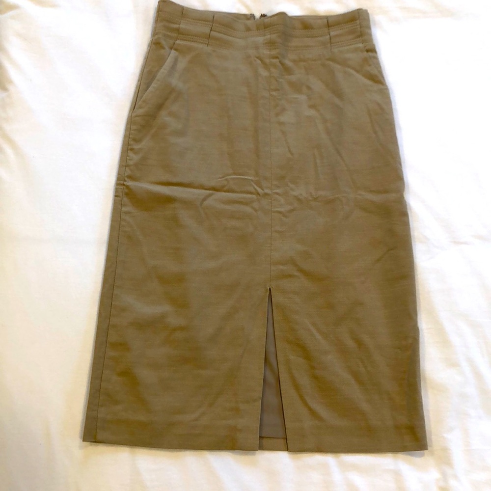 Ann Taylor Tan Pencil Skirt with Front Slit